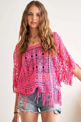 ADORA Fringe Hem Crochet Top OutfitFlow