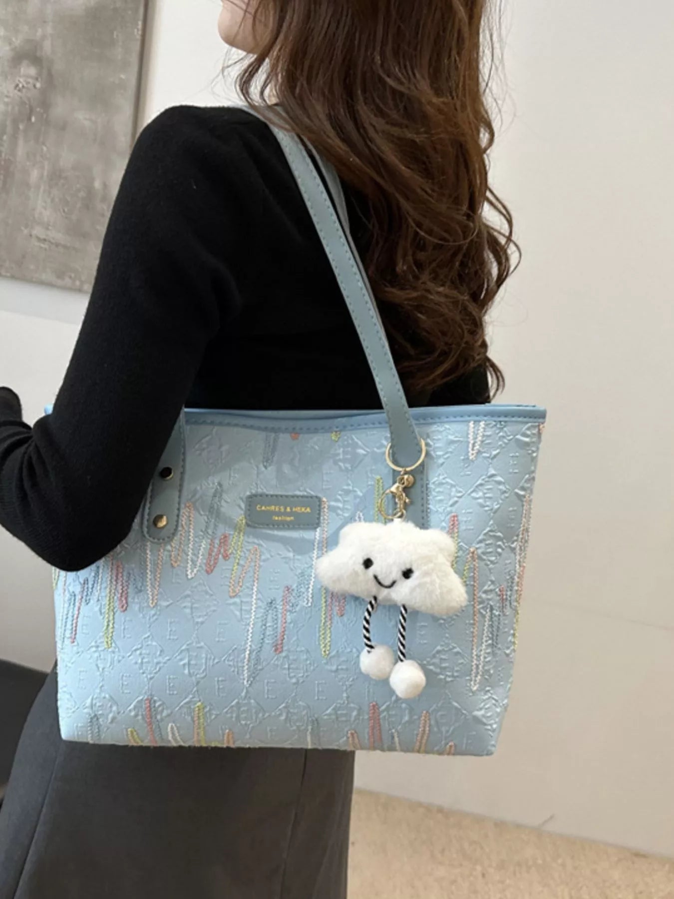 Embossed Pattern Shoulder Bag OutfitFlow