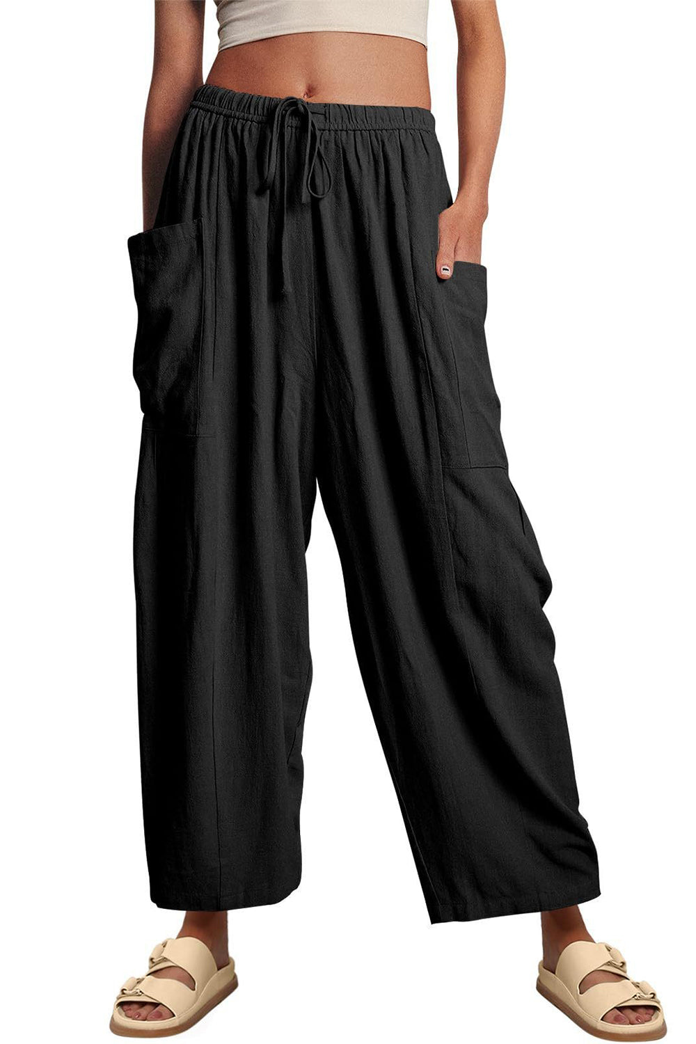 Outfit Flow - Full Size Pocketed Drawstring Wide Leg Pants