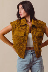 SO ME Triangle Quilting Stitch Button Up Knit Vest OutfitFlow