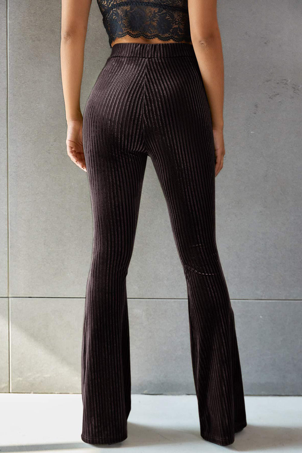 Outfit Flow - Ribbed High Waist Flare Pants