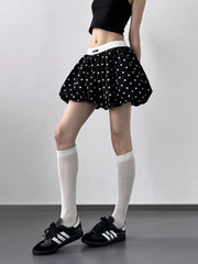 Polka Dot Bubble Shorts with Elastic Waistband OutfitFlow