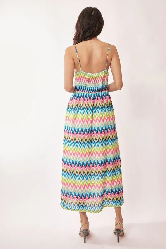 Davi & Dani Multi Color Crochet Lace Midi Dress OutfitFlow