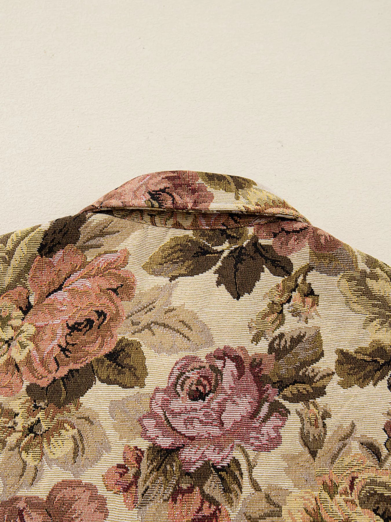Floral Waffle Knit Patchwork Chest Pockets Buttoned Jacket OutfitFlow