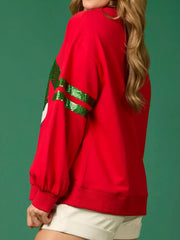 Christmas Sequin Santa Hat Holiday Sweatshirt OutfitFlow