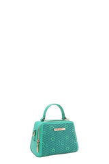 Nicole Lee USA Vegan Geometric Pattern Structured Handbag EMERALD One Size Trendsi