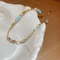 Alloy Pearl Beaded Necklace OutfitFlow