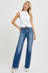 Outfit Flow - RISEN Tummy Control High Rise Raw Cut Jeans