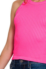 Zenana Seamless Ribbed Crop Tank OutfitFlow