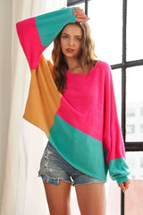 ADORA Loose Fit Colorblock Sweater OutfitFlow