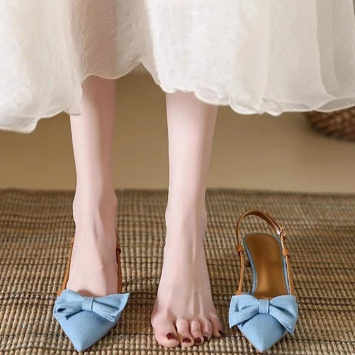 Point Toe Flare Heels Sandals OutfitFlow