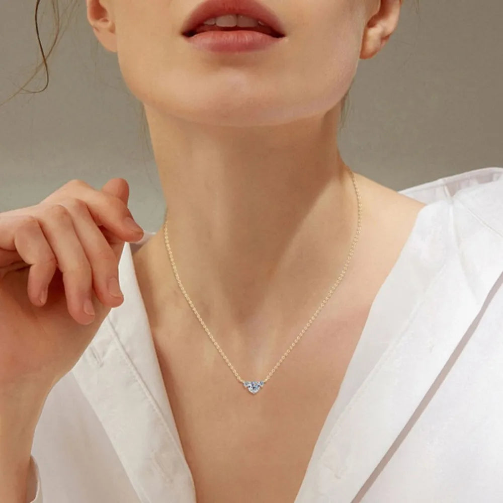 1.2 Carat Moissanite 925 Sterling Silver Necklace Gold One Size OutfitFlow