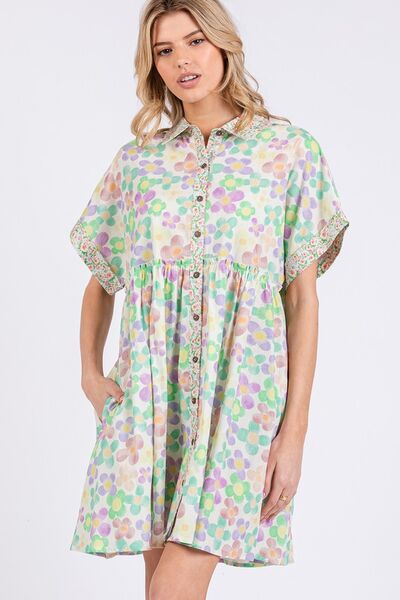 Floral Babydoll Short Sleeves Dress OutfitFlow