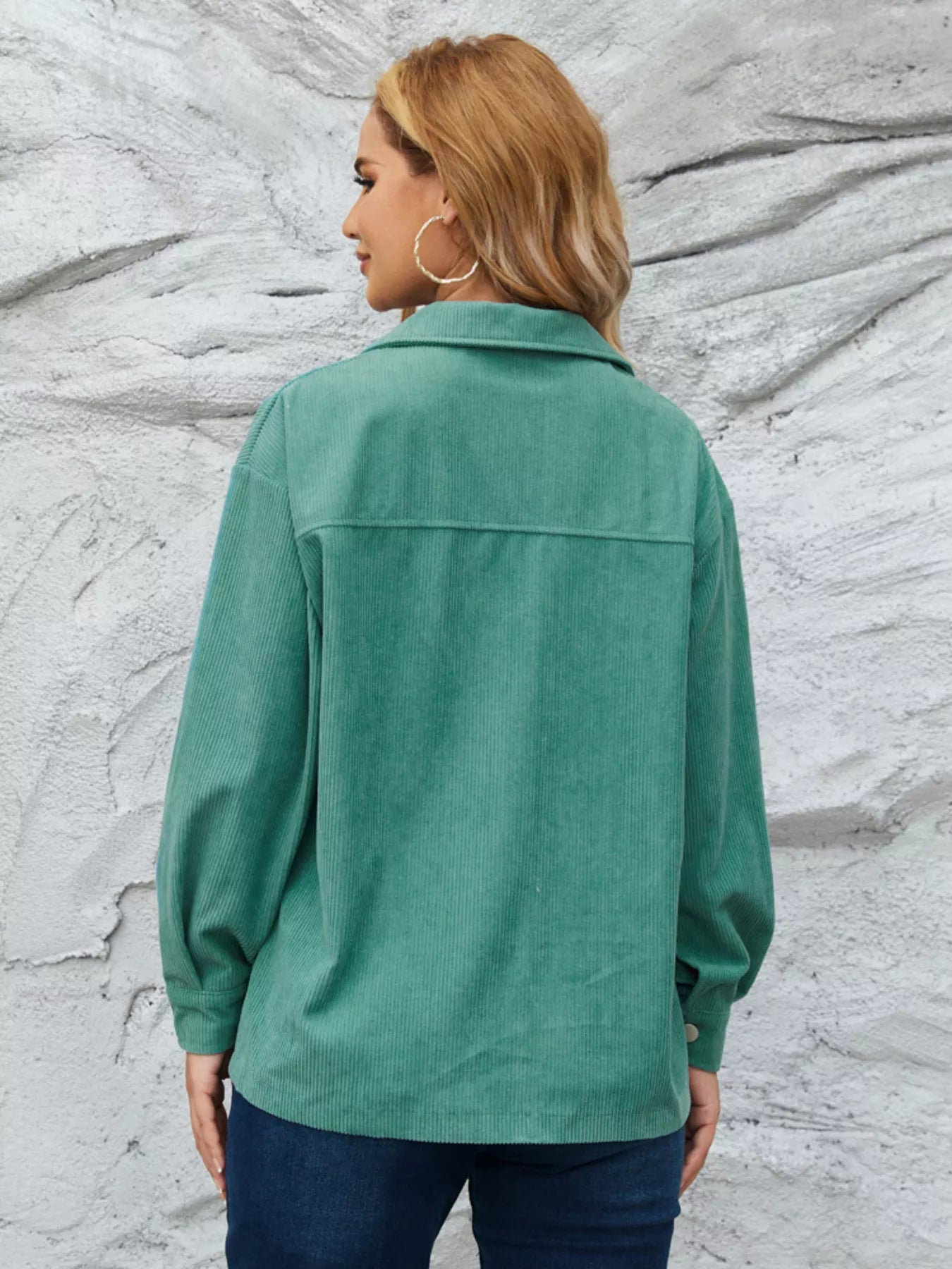 Casual Corduroy Button-Down Jacket OutfitFlow