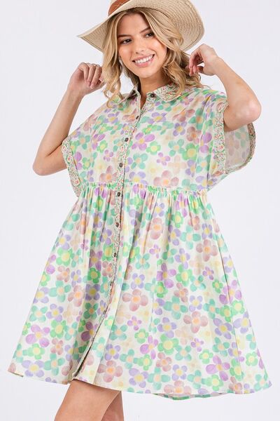 Floral Babydoll Short Sleeves Dress OutfitFlow