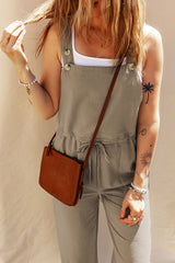 Drawstring Wide Strap Overalls with Pockets OutfitFlow