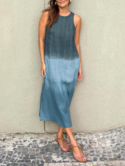 Full Size Sleeveless Gradient Tank Midi Dress Plus Size Blue OutfitFlow