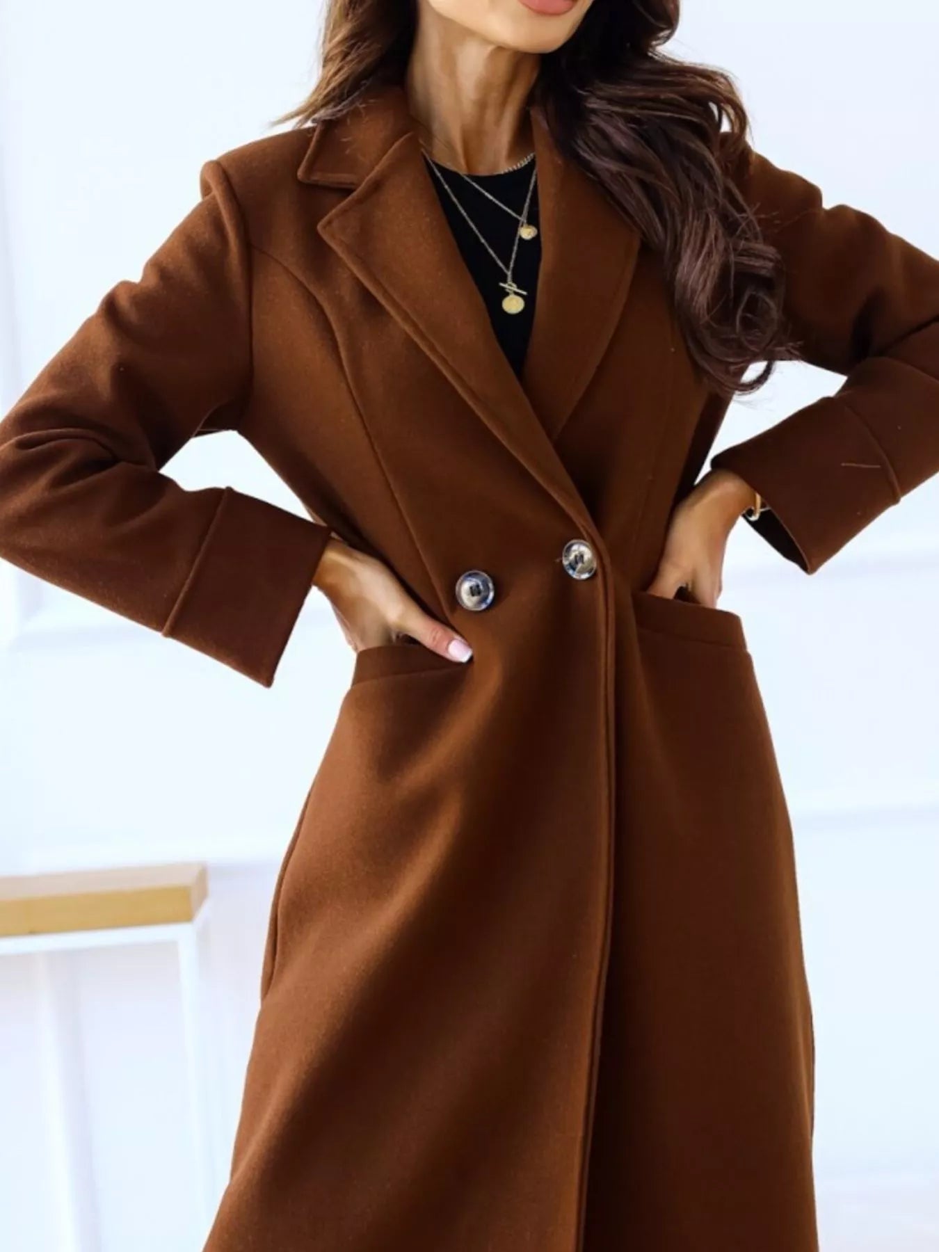 Lapel Collar Wool Blend Overcoat OutfitFlow