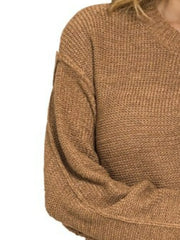 Zenana Exposed Seam Round Neck Sweater OutfitFlow