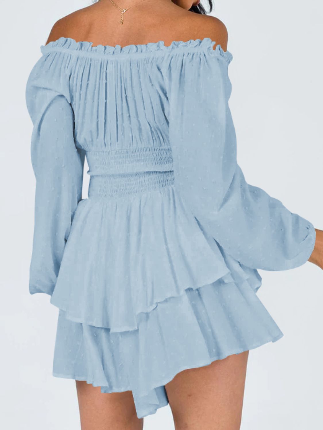 Outfit Flow - Off Shoulder Smocked Waist Romper