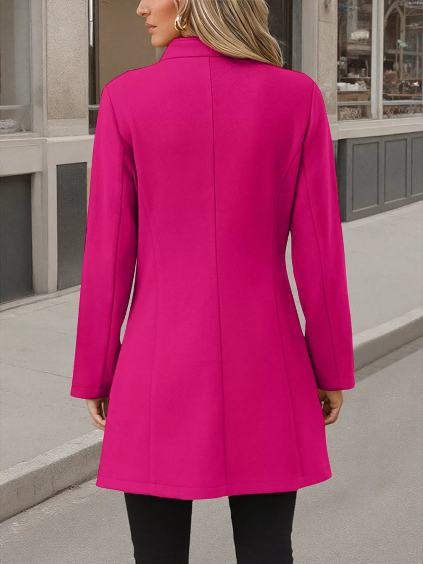 Button Up Long Sleeve Coat Trendsi