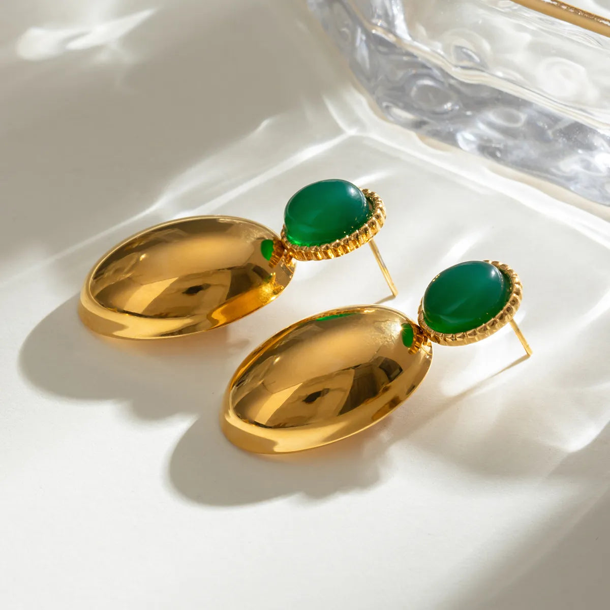 18K Gold-Plated Inlaid Agate Drop Earrings OutfitFlow