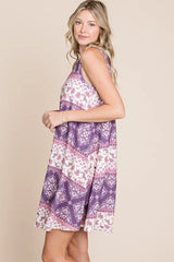BOMBOM Bohemian Print Sleeveless Dress OutfitFlow