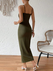Ribbed Wrap Midi Dress with Side Slit OutfitFlow