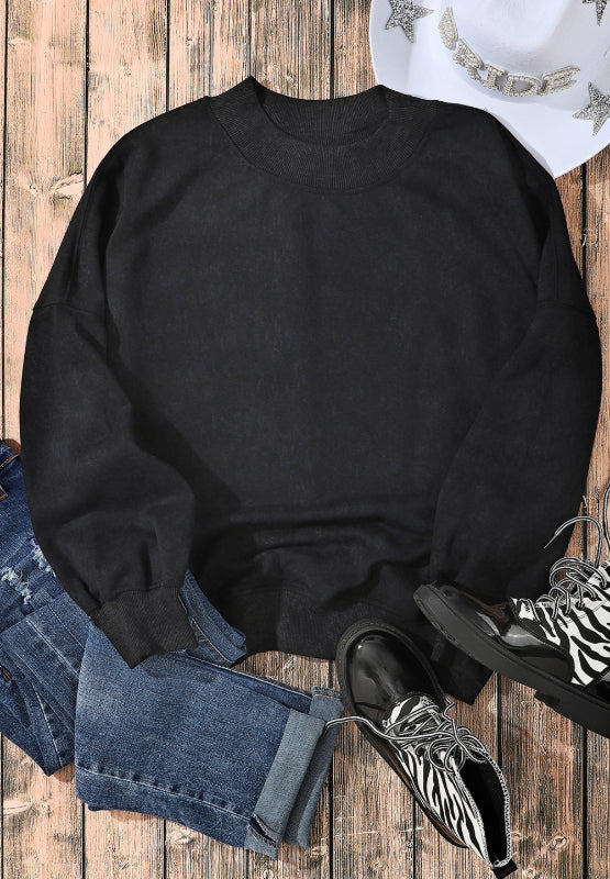 Outfit Flow - Mock Neck Dropped Shoulder Sweatshirt