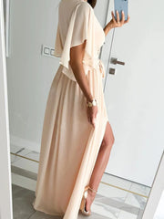 Flutter Sleeve Surplice Tie Waist Dress OutfitFlow
