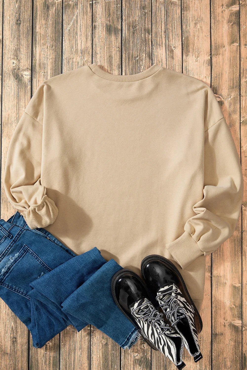 Outfit Flow - High-Low Round Neck Long Sleeve Sweatshirt