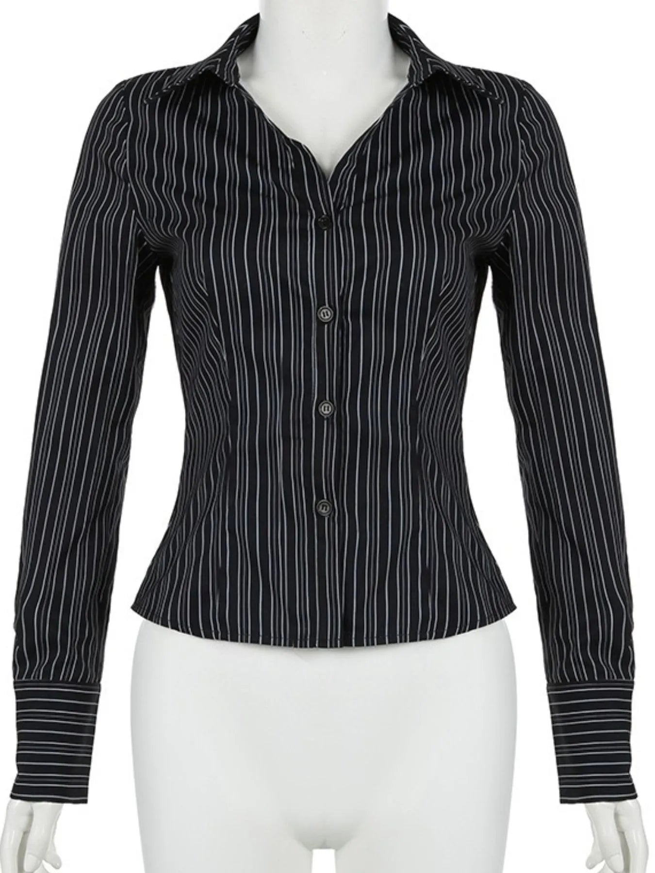 Striped Button-Down Collared Neck Shirt OutfitFlow