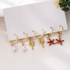 3-Pair 18K Gold-Plated Alloy Drop Earrings OutfitFlow