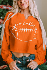 Outfit Flow - GAME DAY Football Notched Long Sleeve Sweatshirt