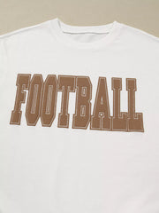 FOOTBALL 3D Letter Graphic Crew Neck Sweatshirt OutfitFlow