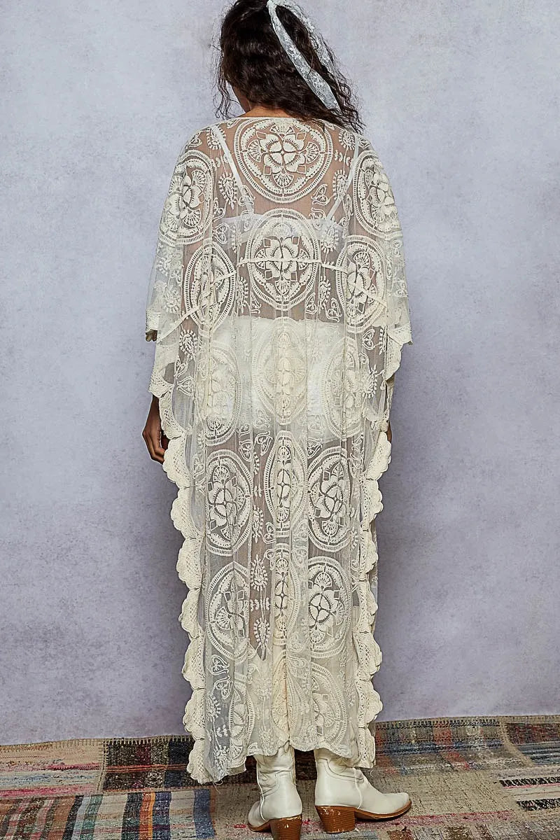 POL Lace Embroidered Beach Cover Up Kaftan OutfitFlow