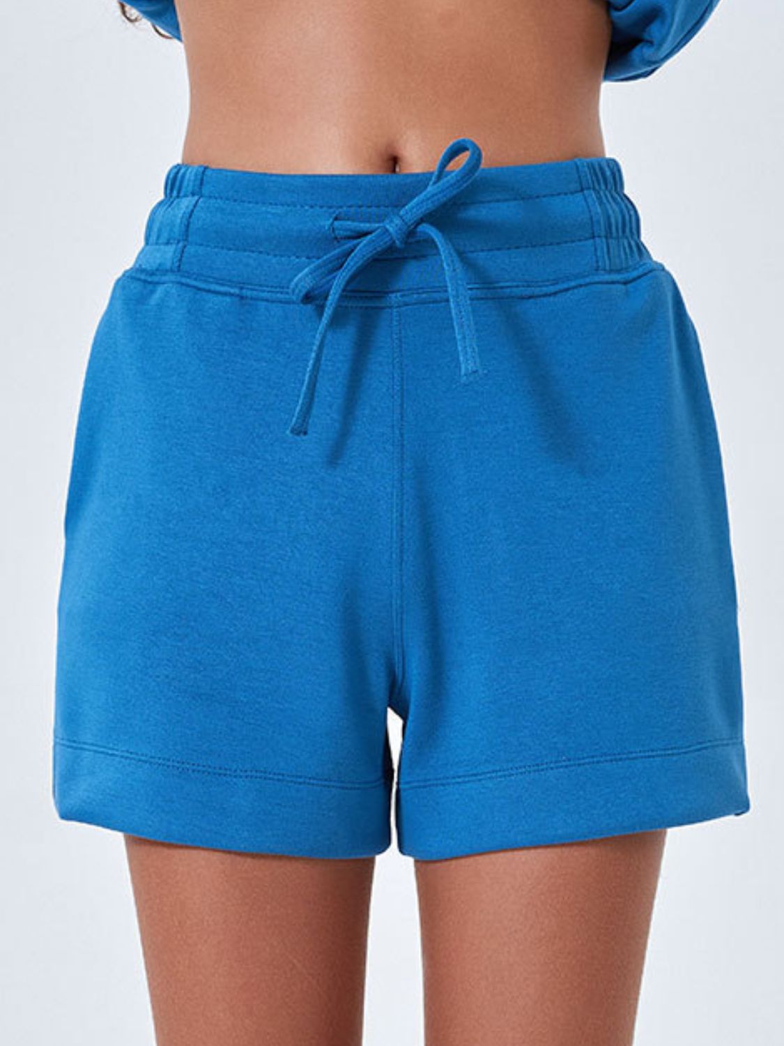 Drawstring Solid Color Shorts with Pockets