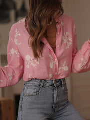 Flower Button Up Long Sleeve Shirt OutfitFlow