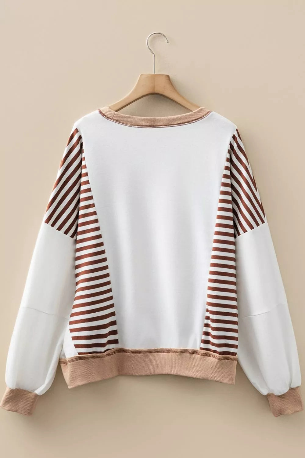 Stripe Colorblock Patchwork Contrast Stitching Sweatshirt OutfitFlow