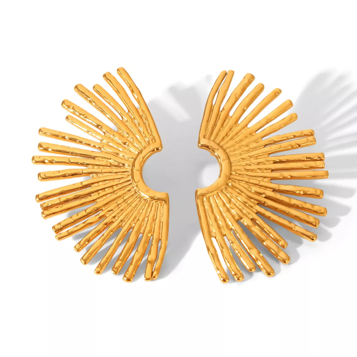Stainless Steel Fan-Shaped Earrings OutfitFlow