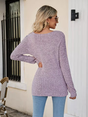 Ribbed Square Neck Long Sleeve T-Shirt Trendsi
