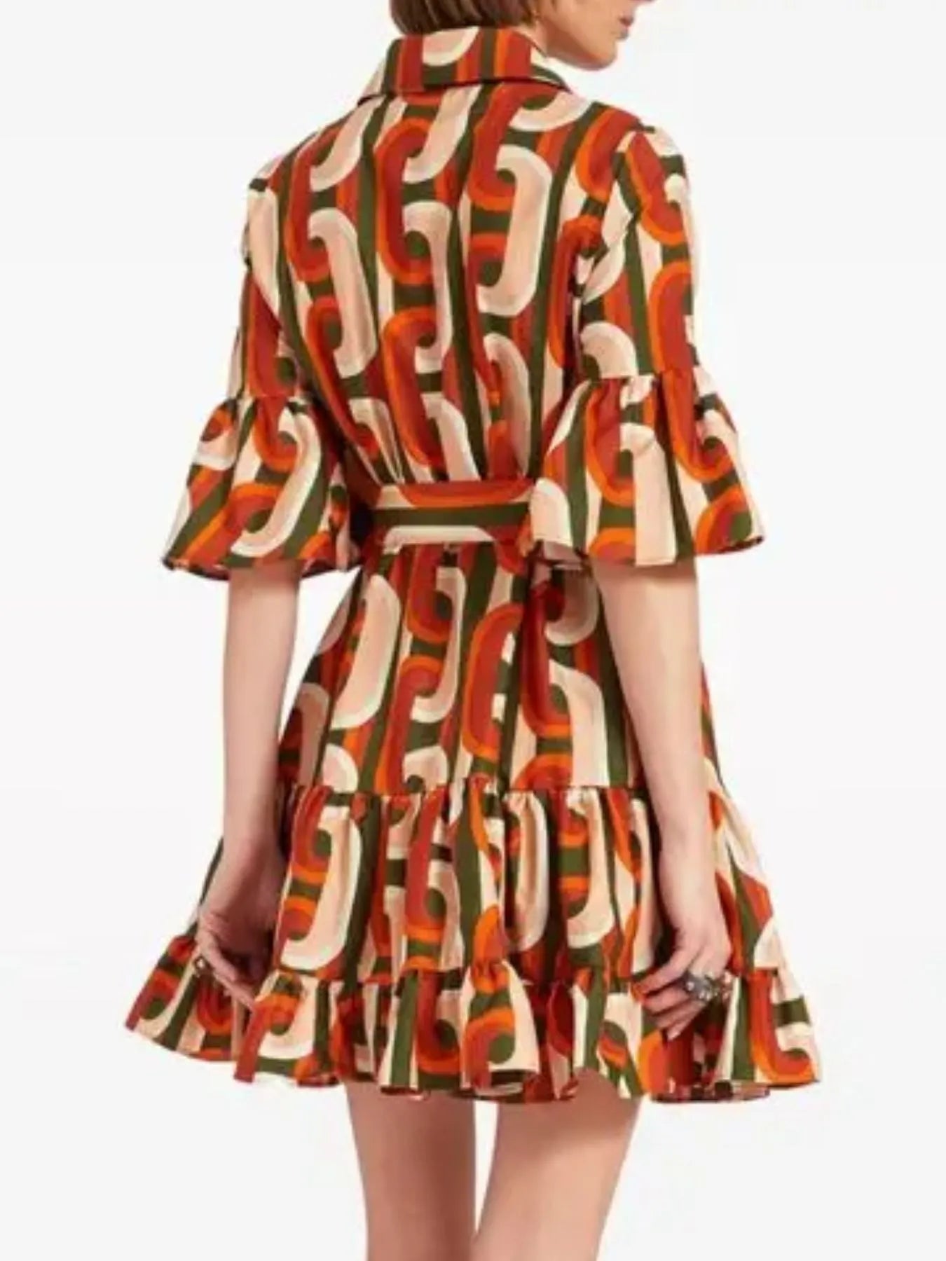 Floral Print Ruffle Sleeve Mini Dress OutfitFlow