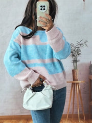 Color Block Round Neck Sweater OutfitFlow