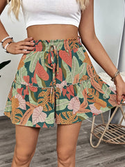 Tropical Print High Waist Shorts Floral OutfitFlow