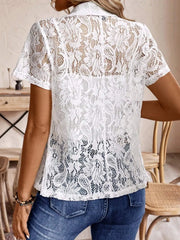Lapel Collar Lace Blazer OutfitFlow
