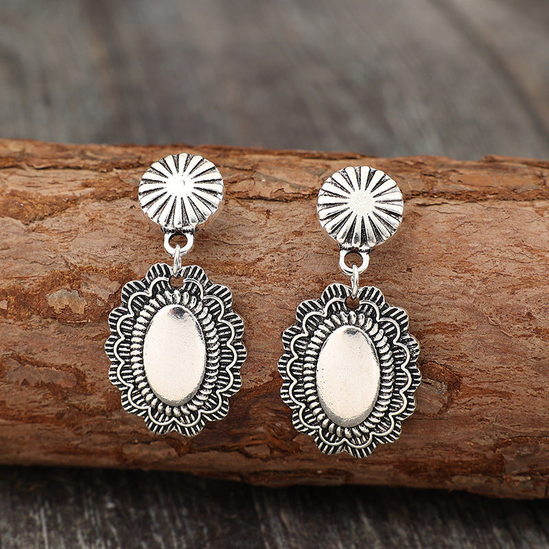 Alloy Flower Dangle Earrings OutfitFlow