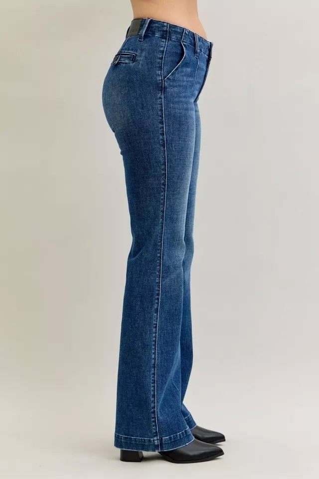 Judy Blue Full Size Mid Rise Bootcut Jeans with Welt Pockets Plus Size OutfitFlow