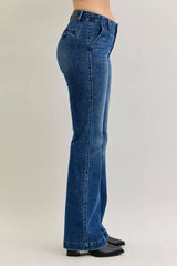 Judy Blue Full Size Mid Rise Bootcut Jeans with Welt Pockets Plus Size OutfitFlow