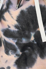 BiBi Tie Dye Brushed Terry Hoodie with Zip Up Closure OutfitFlow