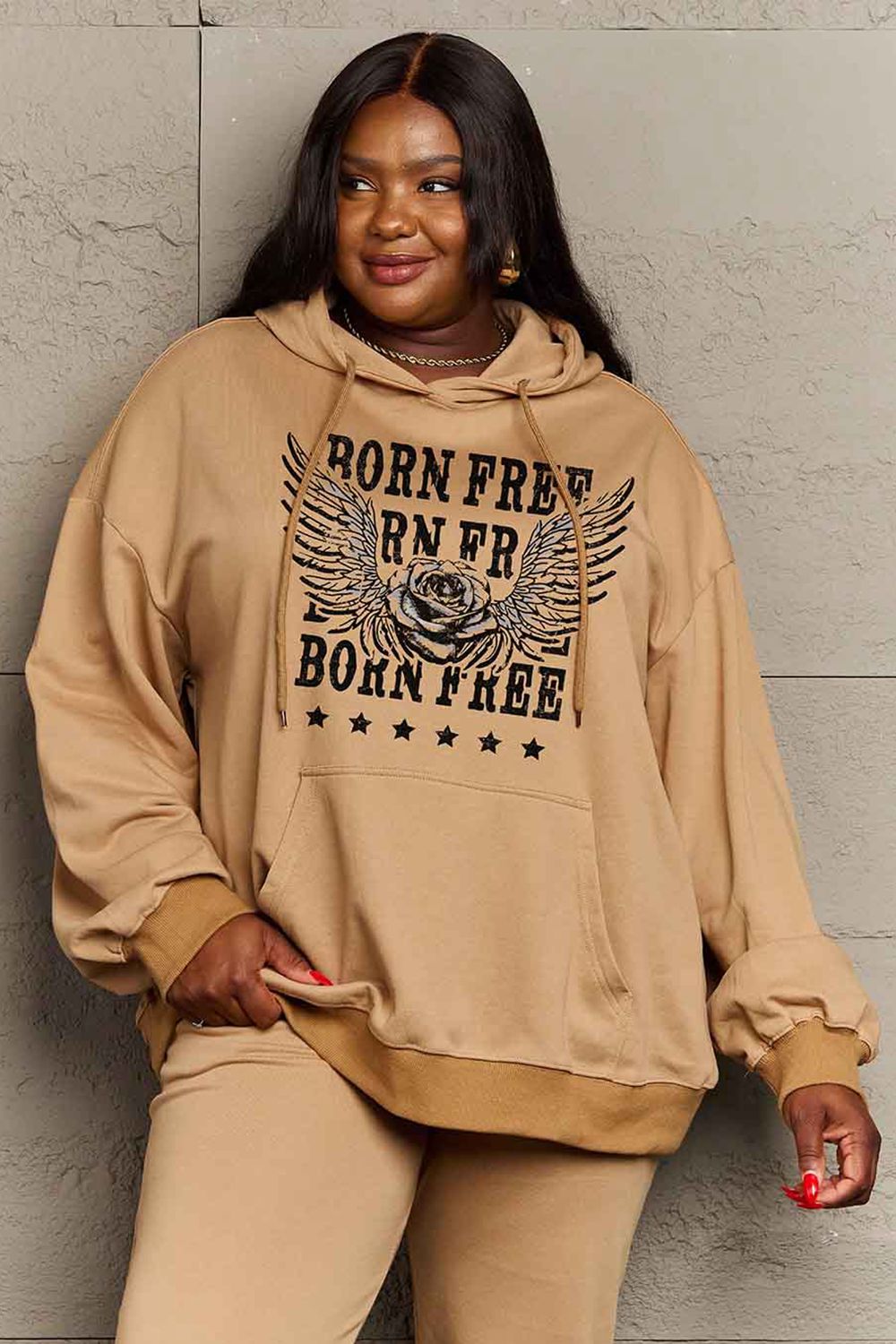 Outfit Flow - Simply Love Simply Love Full Size BORN FREE Graphic Hoodie